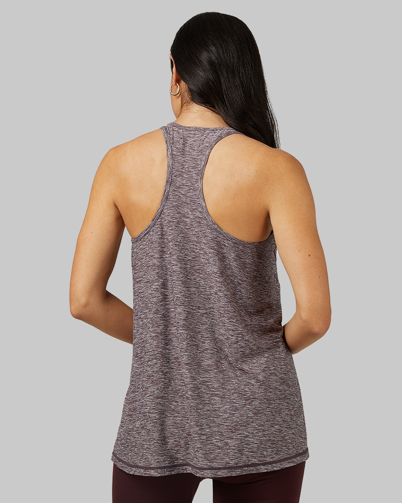 32 Degrees Dark Maroon Space Dye _ Women's Cool Racerback Tank {model: Dani is 5'9", wearing size S}{bottom}{right} {bottom}{right}
