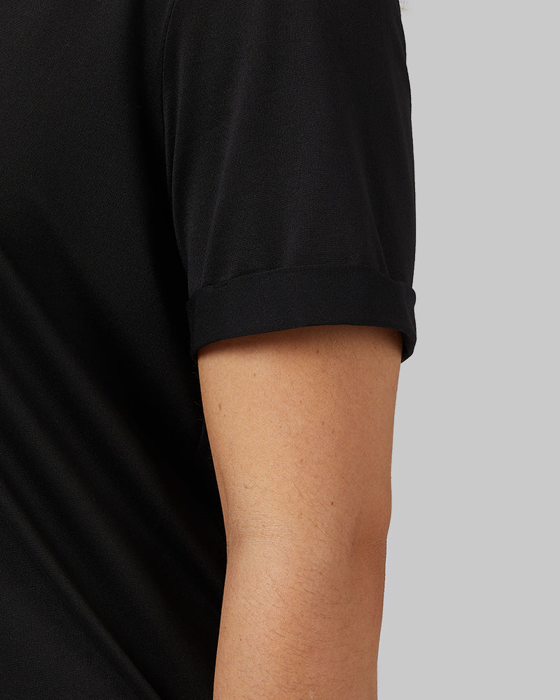 32 Degrees Black _ Women's Cool Relaxed Sleep T-Shirt {model: Kay is 5'6" and size 8, wearing size M}{bottom}{right}{bottom}{right}