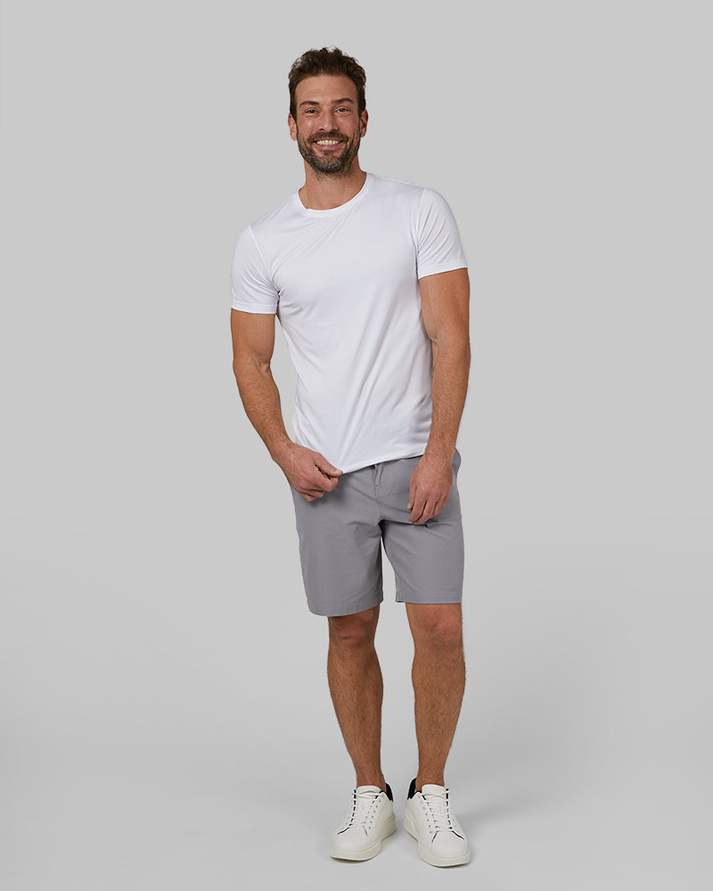 32 Degrees White _ Men's Cool Classic Crew T-Shirt {model: Cedric is 6'1.5", wearing size M}{bottom}{right}{bottom}{right}