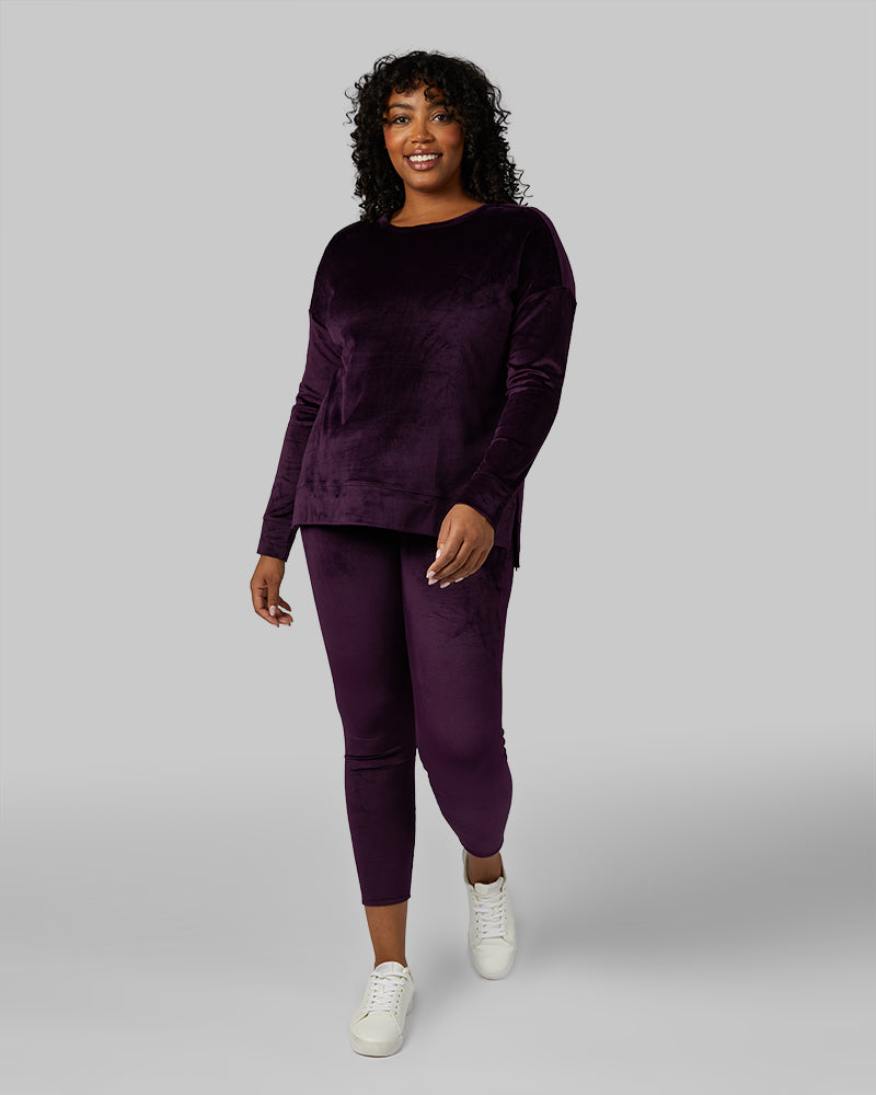32 Degrees Irises _ Women's soft Velour Crew Top {model: Brianna is 5'10"and size 12 wearing size L}{bottom}{right} {bottom}{right}