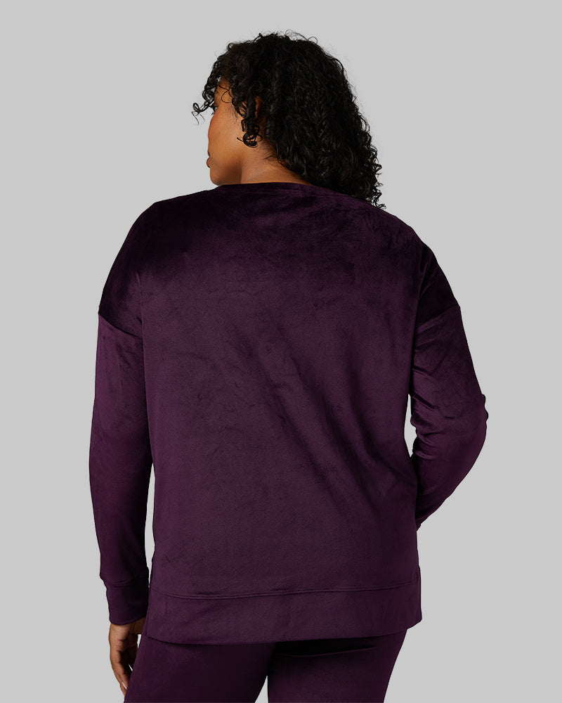 32 Degrees Irises _ Women's soft Velour Crew Top {model: Brianna is 5'10"and size 12 wearing size L}{bottom}{right} {bottom}{right}