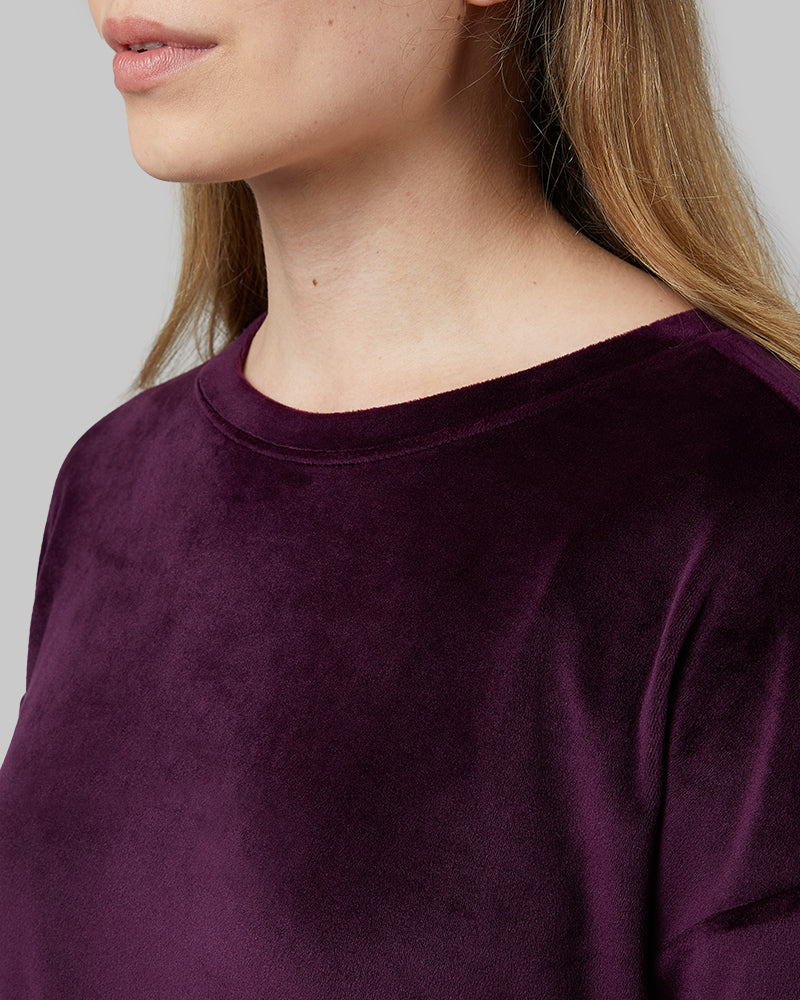 32 Degrees Irises _ Women's soft Velour Crew Top {model: Julia is 5'8"and size 4 wearing size S}{bottom}{right} {bottom}{right}