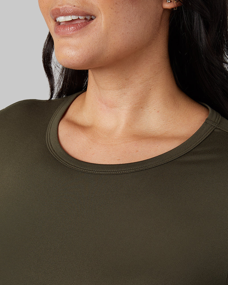 32 Degrees Forest Night _ Women's Lightweight Baselayer Crew Top {model: Amanda is 5'8"and size 14 wearing size L}{bottom}{right} {bottom}{right}