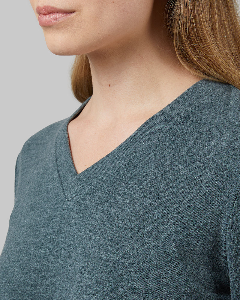 32 Degrees Magic Forest Heather _ Women's soft sweater Knit Vneck Top {model: Julia is 5'8"and size 4 wearing size S}{bottom}{right} {bottom}{right}