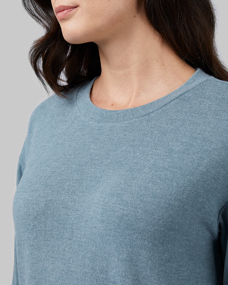 32 Degrees Goblin Heather _ Women's soft sweater Knit Crew Top {model: Katie is 5'10"and size 4 wearing size S}{bottom}{right} {bottom}{right}