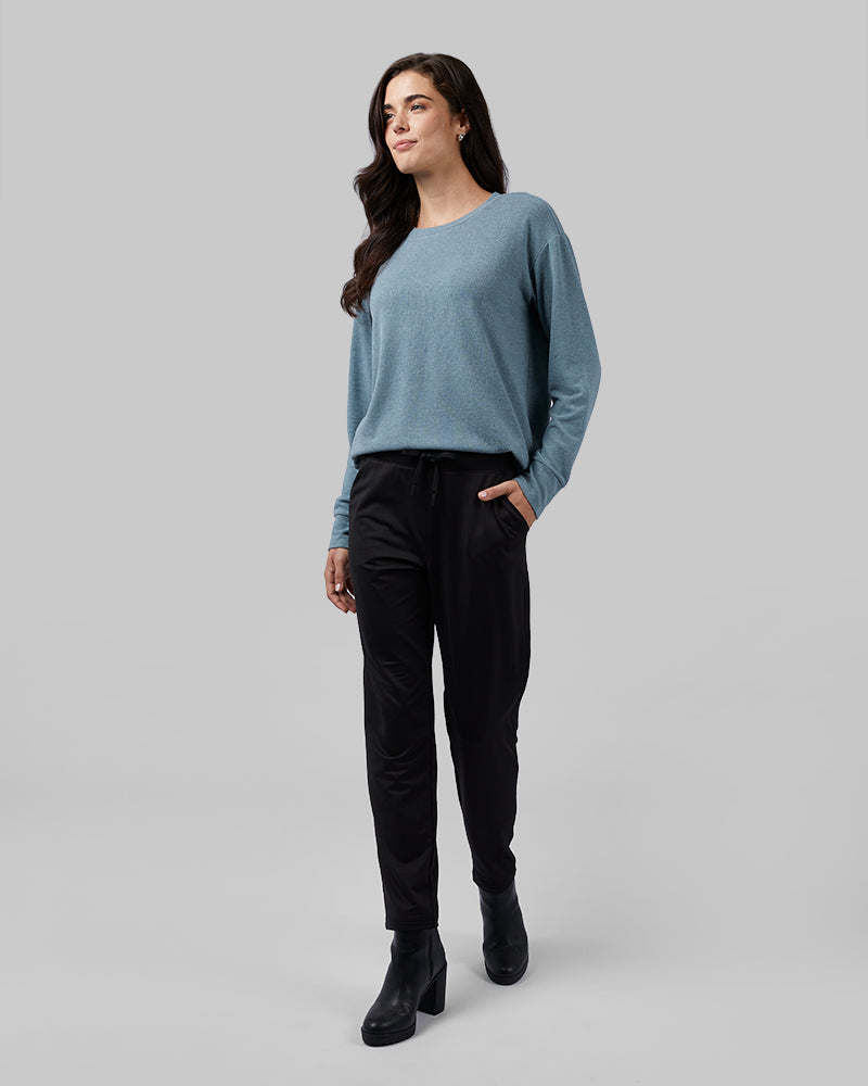32 Degrees Goblin Heather _ Women's soft sweater Knit Crew Top {model: Katie is 5'10"and size 4 wearing size S}{bottom}{right} {bottom}{right}