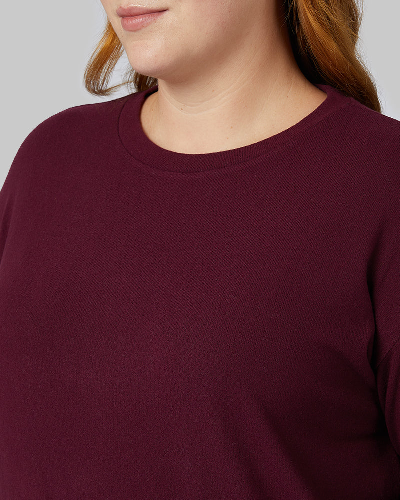 32 Degrees Mulberry _ Women's soft sweater Knit Crew Top {model: Kylie is 5'10"and size 12-14 wearing size L}{bottom}{right} {bottom}{right}
