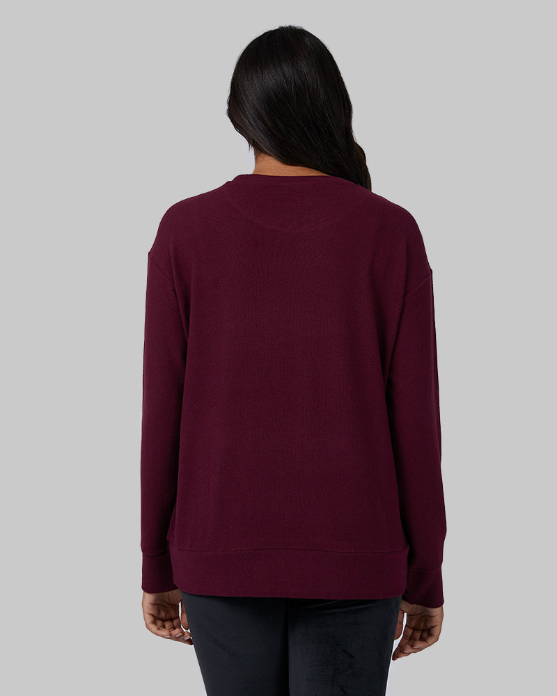 32 Degrees Mulberry _ Women's soft sweater Knit Crew Top {model: Ria is 5'8"and size 4 wearing size S}{bottom}{right} {bottom}{right}