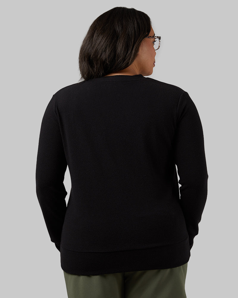 32 Degrees Black _ Women's soft sweater Knit Cardigan {model: Storm is 5'9"and size 12 wearing size L}{bottom}{right} {bottom}{right}