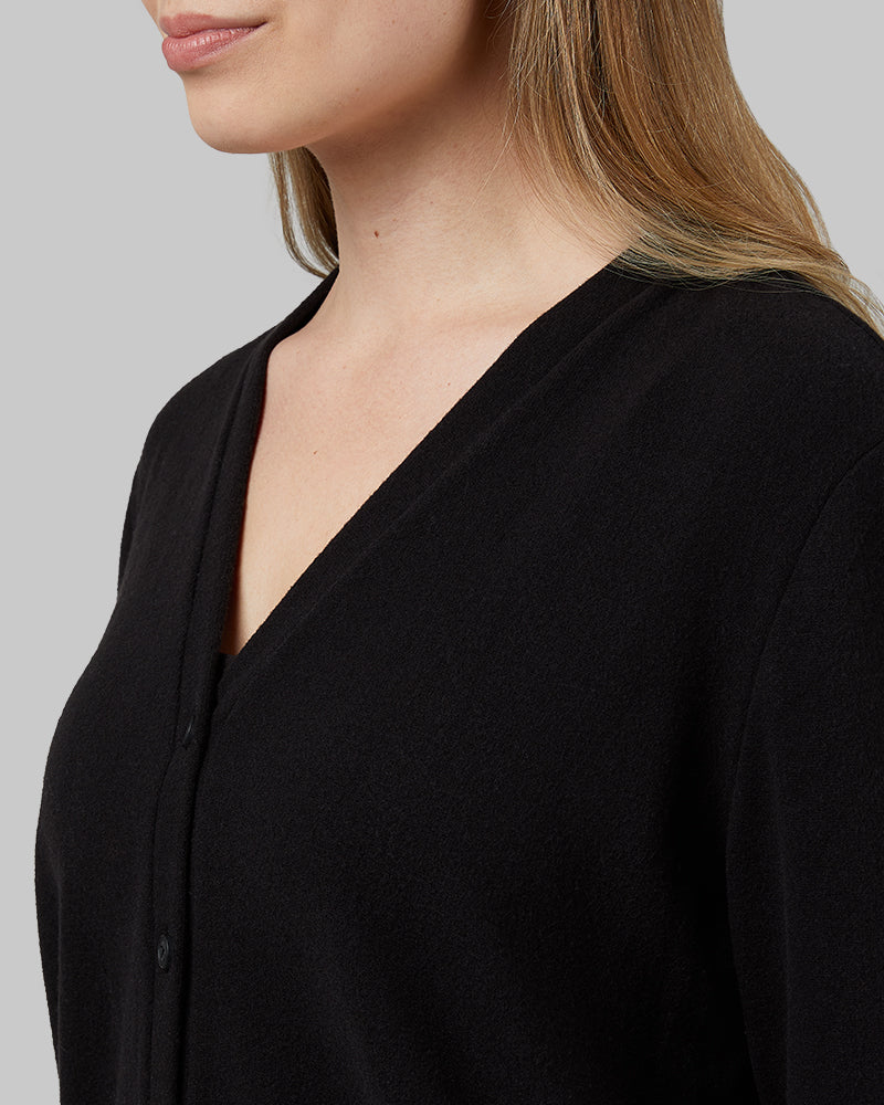 32 Degrees Black _ Women's soft sweater Knit Cardigan {model: Julia is 5'8"and size 4 wearing size S}{bottom}{right} {bottom}{right}