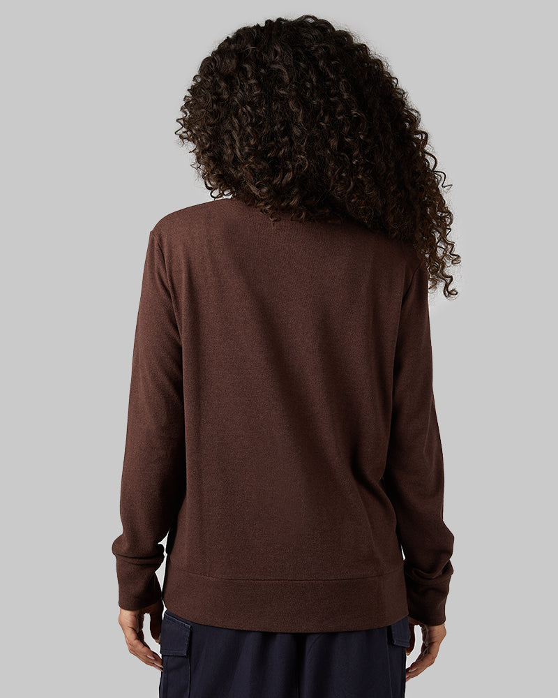 32 Degrees Brown Heather _ Women's soft sweater Knit Cardigan {model: Gabrielle is 5'8"and size 4 wearing size S}{bottom}{right} {bottom}{right}