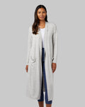 32 Degrees Ghost Grey Space Dye _ Women's soft Comfy Long Lounge Wrap {model: Victoria is 5'10"and size 4-6 wearing size S}{bottom}{right} {bottom}{right}