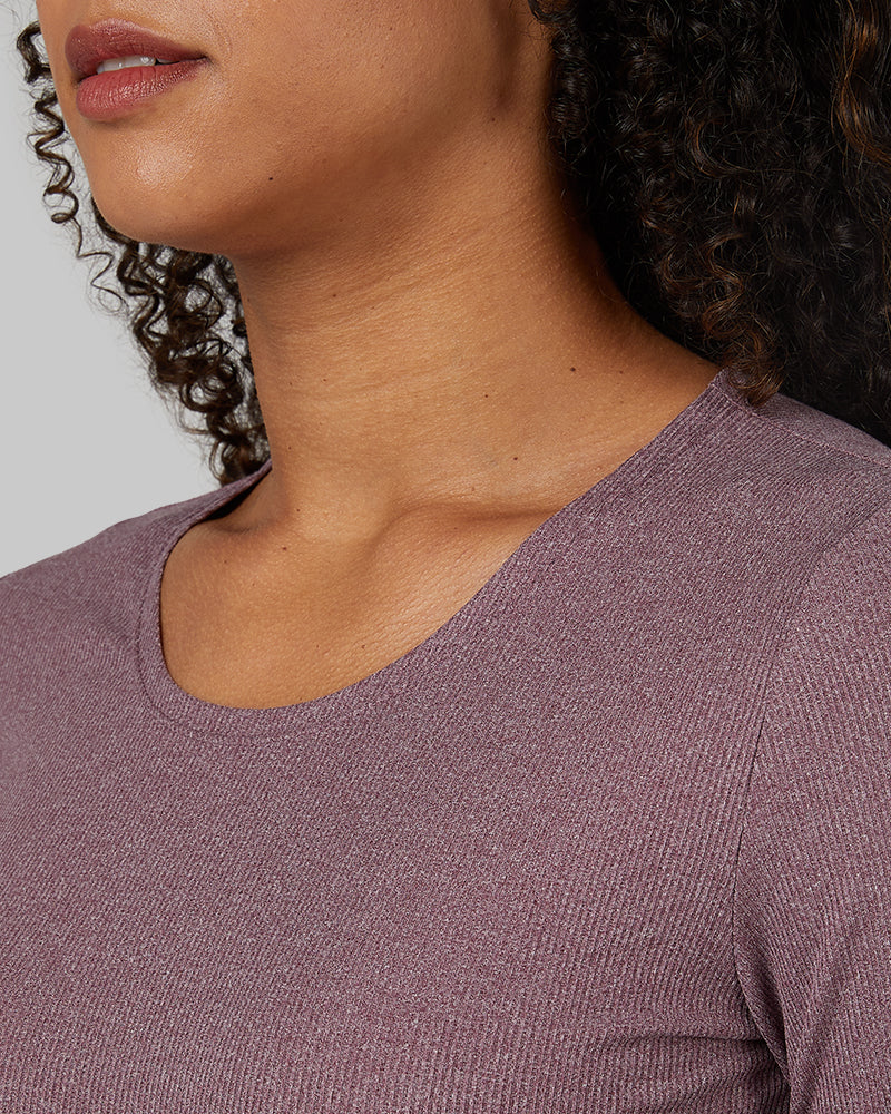 32 Degrees Victorian Berry Heather _ Women's soft Rib scoop Top {model: Alexis is 5'6"and size 4-6 wearing size S}{bottom}{right} {bottom}{right}