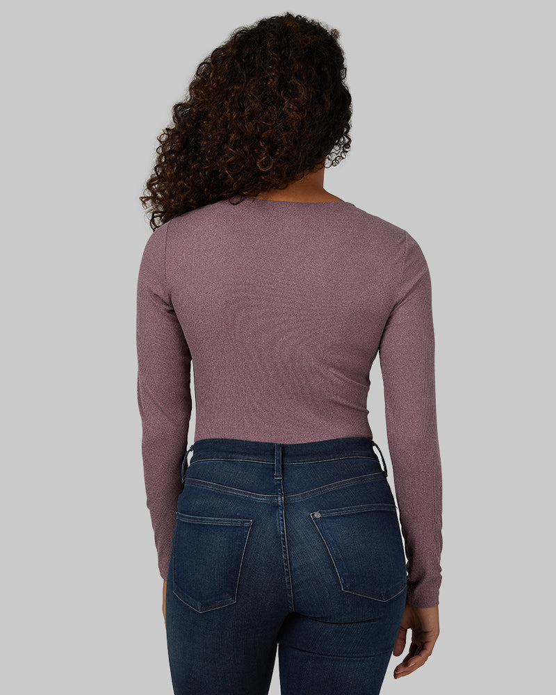 32 Degrees Victorian Berry Heather _ Women's soft Rib scoop Top {model: Alexis is 5'6"and size 4-6 wearing size S}{bottom}{right} {bottom}{right}