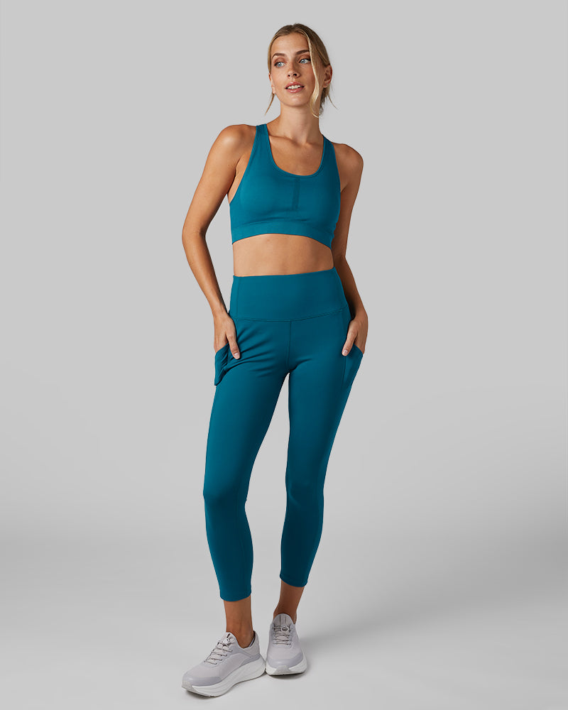 32 Degrees Corsair _ Women's seamless Racerback sports Bra {model: Colby is 5'9"and size 4 wearing size S}{bottom}{right} {bottom}{right}