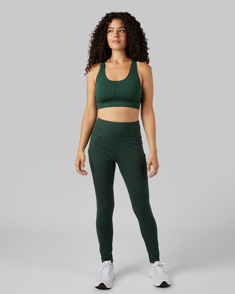 32 Degrees Sycamore Green _ Women's seamless Racerback sports Bra {model: Gabrielle is 5'8"and size 4 wearing size S}{bottom}{right} {bottom}{right}