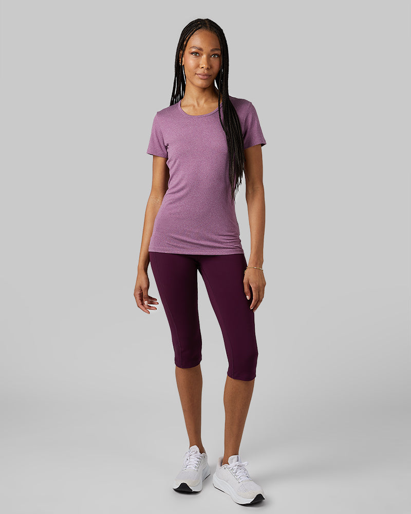 32 Degrees Dark Purple Heather _ Women's Cool Fitted T-shirt {model: Dido is 5'9"and size 4 wearing size S}{bottom}{right} {bottom}{right}