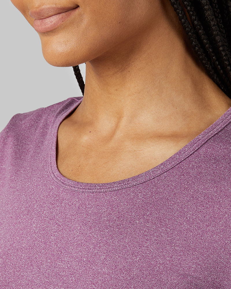 32 Degrees Dark Purple Heather _ Women's Cool Fitted T-shirt {model: Dido is 5'9"and size 4 wearing size S}{bottom}{right} {bottom}{right}
