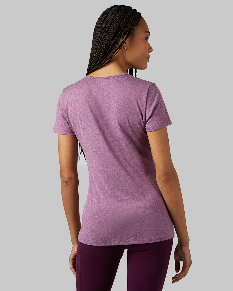 32 Degrees Dark Purple Heather _ Women's Cool Fitted T-shirt {model: Dido is 5'9"and size 4 wearing size S}{bottom}{right} {bottom}{right}