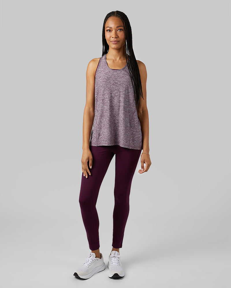 32 Degrees Winter Bloom Space Dye _ Women's Cool Racerback Tank {model: Dido is 5'9"and size 4 wearing size S}{bottom}{right} {bottom}{right}