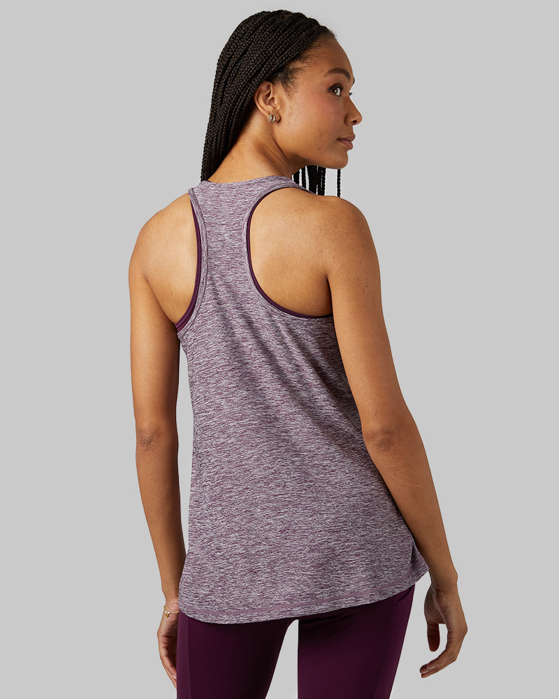 32 Degrees Winter Bloom Space Dye _ Women's Cool Racerback Tank {model: Dido is 5'9"and size 4 wearing size S}{bottom}{right} {bottom}{right}