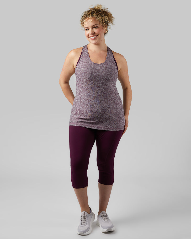 32 Degrees Winter Bloom Space Dye _ Women's Cool Racerback Tank {model: Allison is 5'9"and size 14 wearing size L}{bottom}{right} {bottom}{right}
