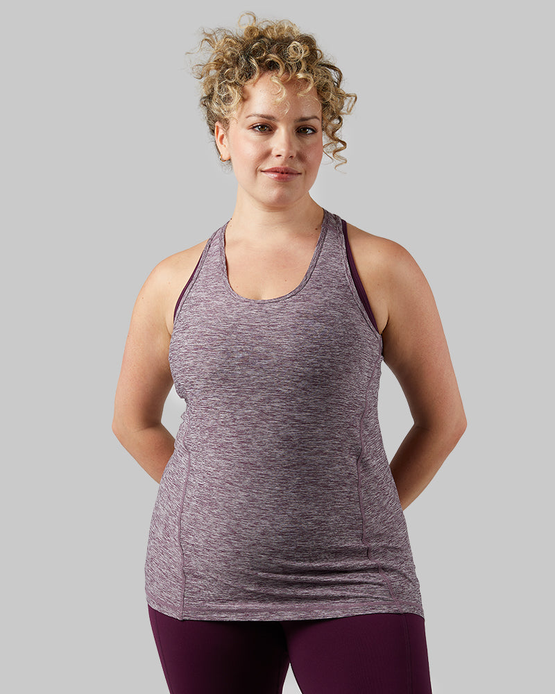 32 Degrees Winter Bloom Space Dye _ Women's Cool Racerback Tank {model: Allison is 5'9"and size 14 wearing size L}{bottom}{right} {bottom}{right}