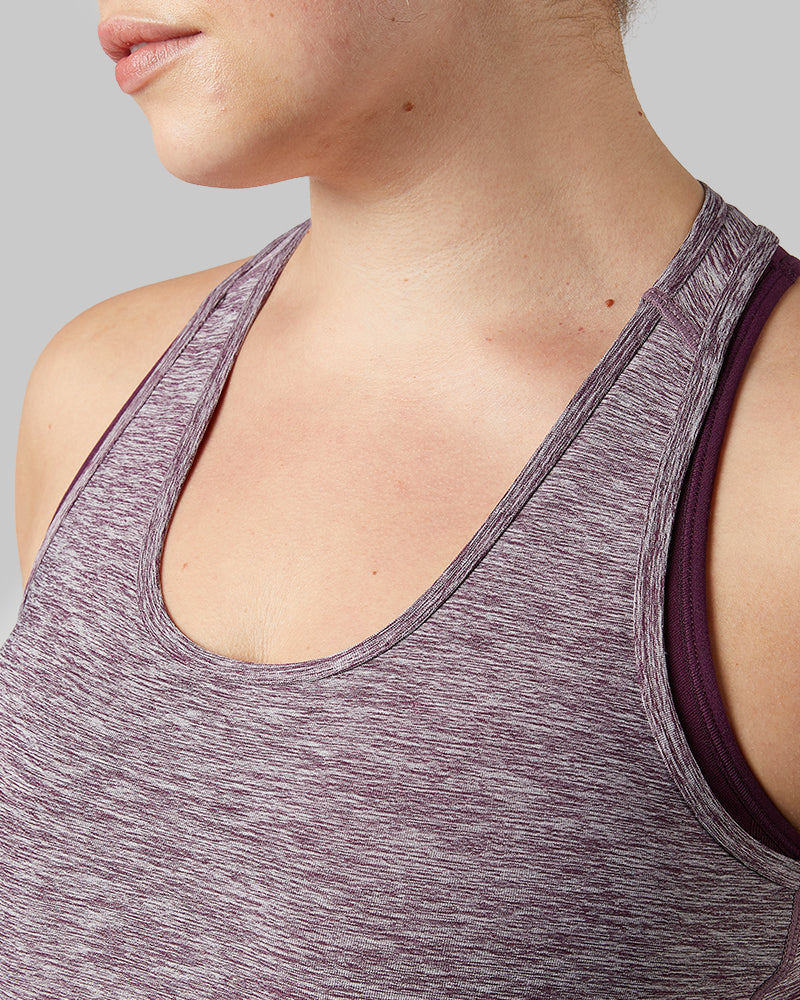 32 Degrees Winter Bloom Space Dye _ Women's Cool Racerback Tank {model: Allison is 5'9"and size 14 wearing size L}{bottom}{right} {bottom}{right}