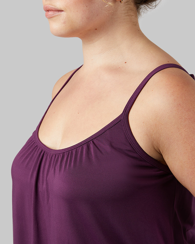 32 Degrees Plum Purple _ Women's Cool Flowy Bra Cami {model: Allison is 5'9"and size 14 wearing size L}{bottom}{right} {bottom}{right}