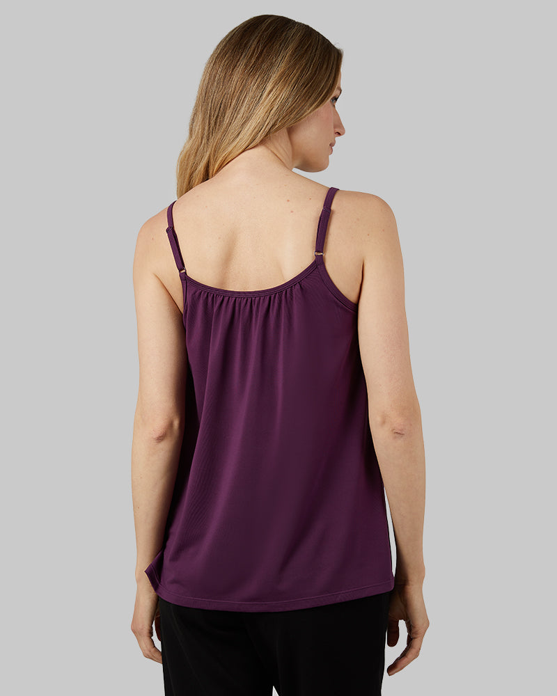 32 Degrees Plum Purple _ Women's Cool Flowy Bra Cami {model: Xenia is 5'9"and size 2 wearing size S}{bottom}{right} {bottom}{right}