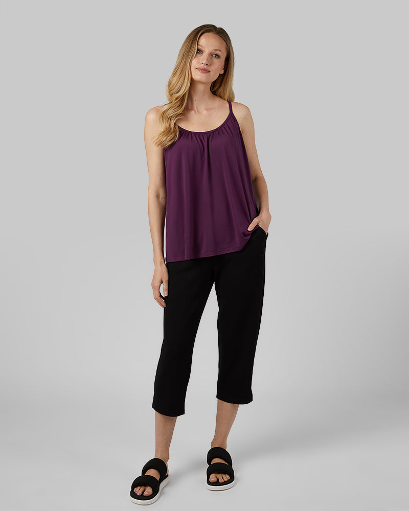 32 Degrees Plum Purple _ Women's Cool Flowy Bra Cami {model: Xenia is 5'9"and size 2 wearing size S}{bottom}{right} {bottom}{right}