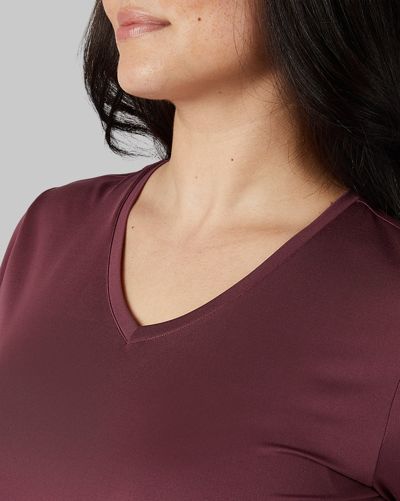 32 Degrees Eggplant _ Women's Cool Relaxed sleep T-shirt {model: Kristen is 5'7"and size 14 wearing size L}{bottom}{right} {bottom}{right}