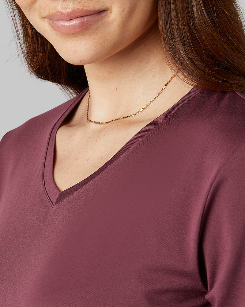 32 Degrees Eggplant _ Women's Cool Relaxed sleep T-shirt {model: Izzy is 5'9"and size 4 wearing size S}{bottom}{right} {bottom}{right}