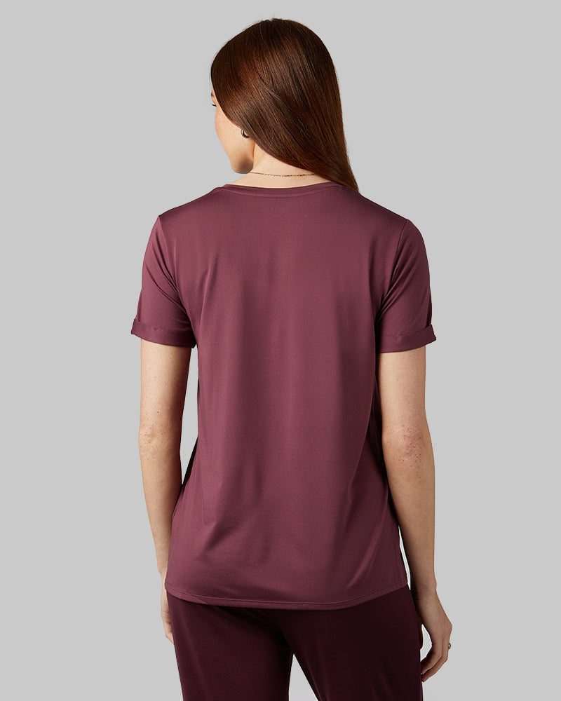32 Degrees Eggplant _ Women's Cool Relaxed sleep T-shirt {model: Izzy is 5'9"and size 4 wearing size S}{bottom}{right} {bottom}{right}