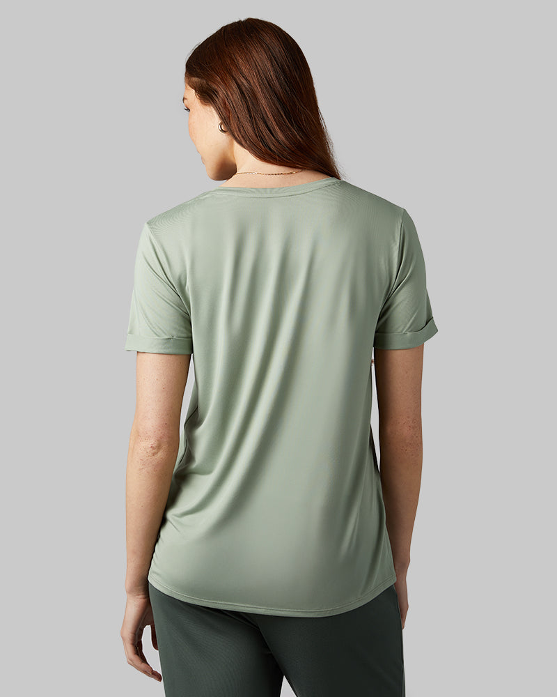 32 Degrees Green Bay _ Women's Cool Relaxed sleep T-shirt {model: Izzy is 5'9"and size 4 wearing size S}{bottom}{right} {bottom}{right}