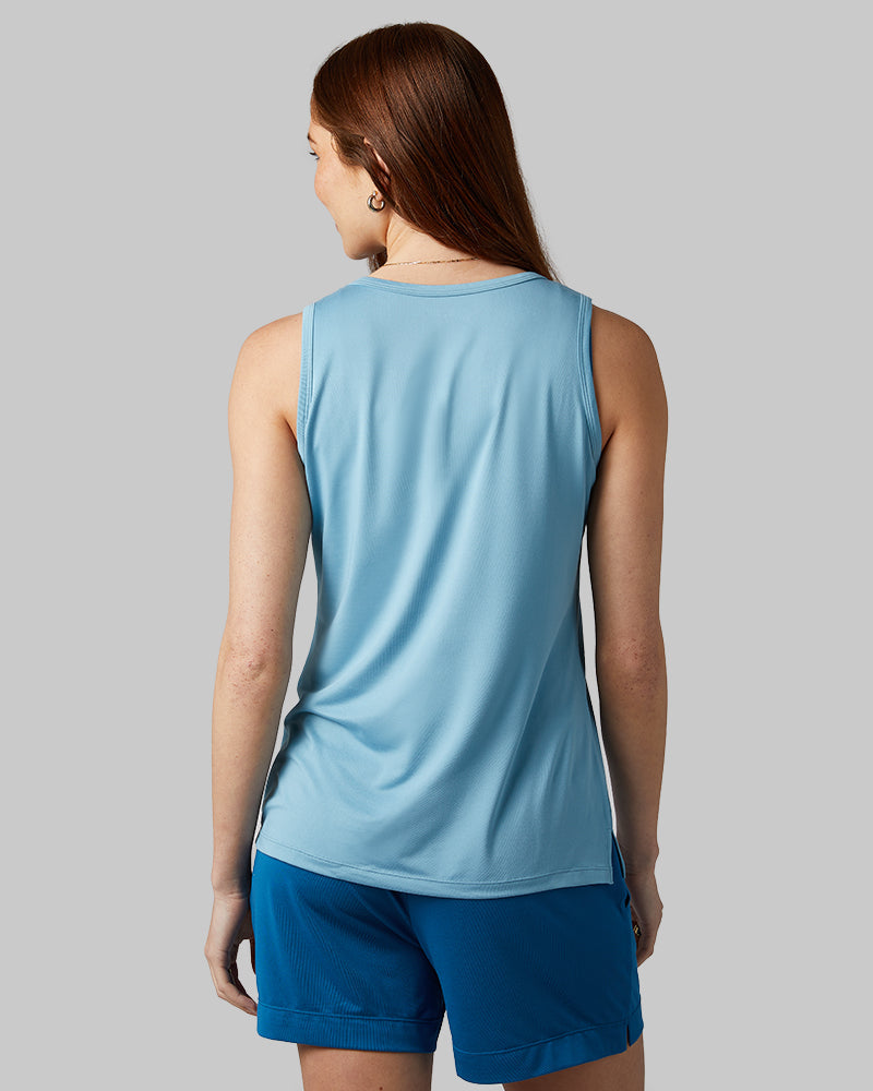 32 Degrees Delphinium Blue _ Women's Cool Relaxed sleep Tank {model: Izzy is 5'9"and size 4 wearing size S}{bottom}{right} {bottom}{right}