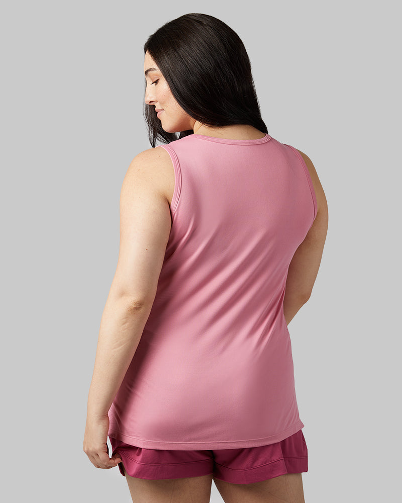 32 Degrees Wild Rose _ Women's Cool Relaxed sleep Tank {model: Kristen is 5'7"and size 14 wearing size L}{bottom}{right} {bottom}{right}