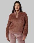 32 Degrees Nutmeg _ Women's Fluffy sherpa 1/4 Zip Top {model: Bailey is 5'9and size 4 wearing size S}{bottom}{right} {bottom}{right}