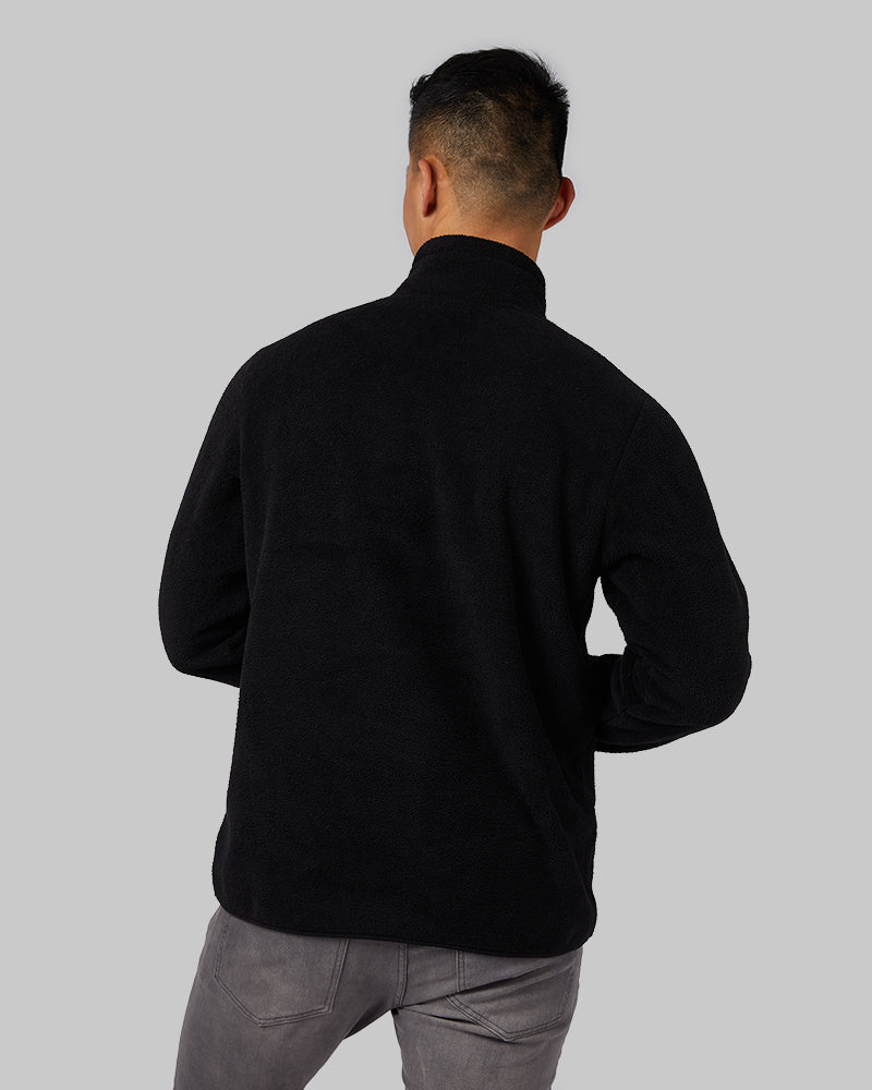 32 Degrees Black Onyx _ Men's Thermal Fleece 1/4 Zip Top {model: Shu is 6'1", wearing size M}{bottom}{right} {bottom}{right}