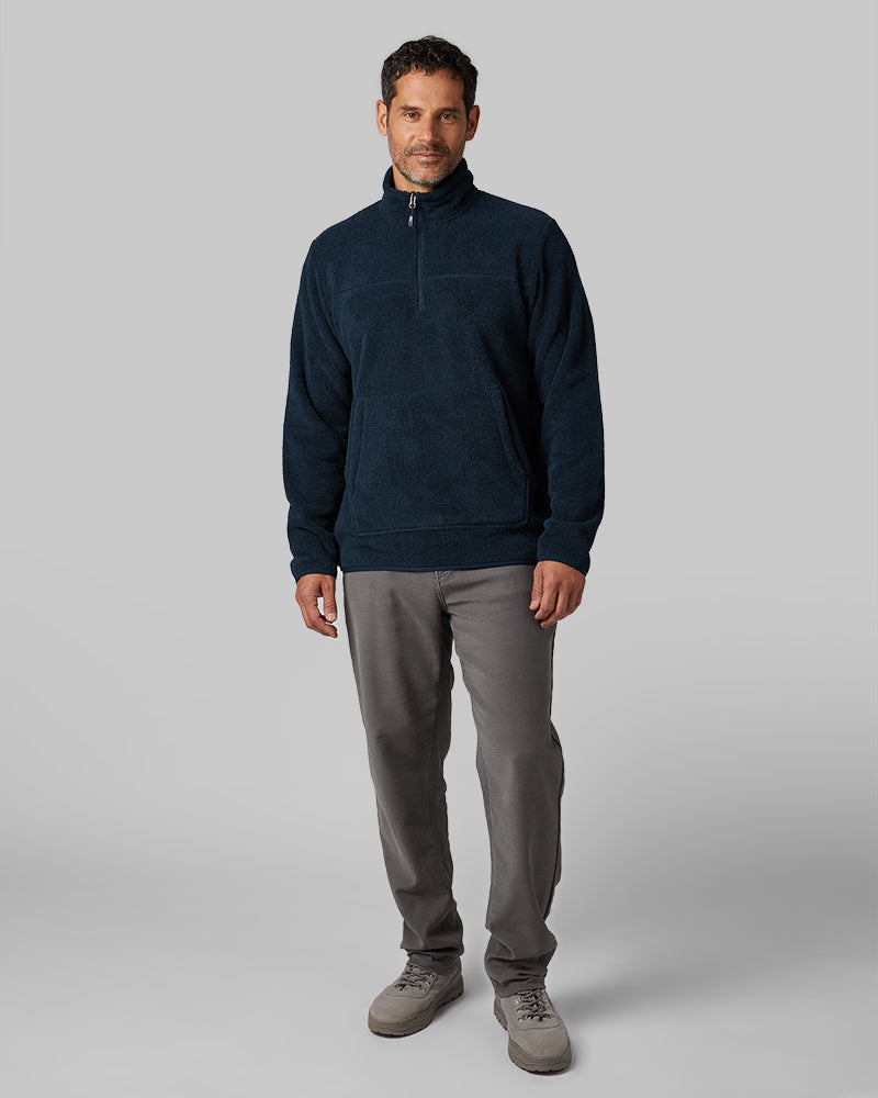 32 Degrees Eclipse _ Men's Thermal Fleece 1/4 Zip Top {model: Eduardo is 6'1", wearing size M}{bottom}{right} {bottom}{right}