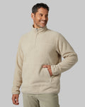 32 Degrees Oat _ Men's Thermal Fleece 1/4 Zip Top {model: Eduardo is 6'1", wearing size M}{bottom}{right} {bottom}{right}