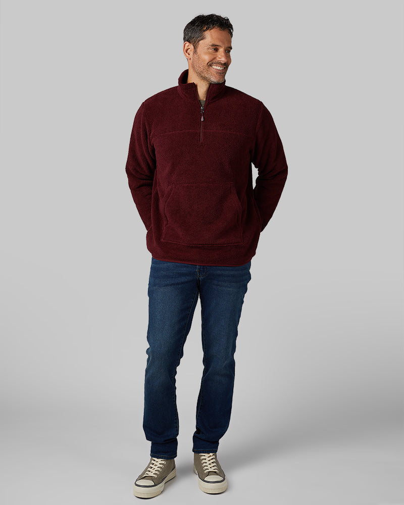 32 Degrees Port Royal _ Men's Thermal Fleece 1/4 Zip Top {model: Eduardo is 6'1", wearing size M}{bottom}{right} {bottom}{right}