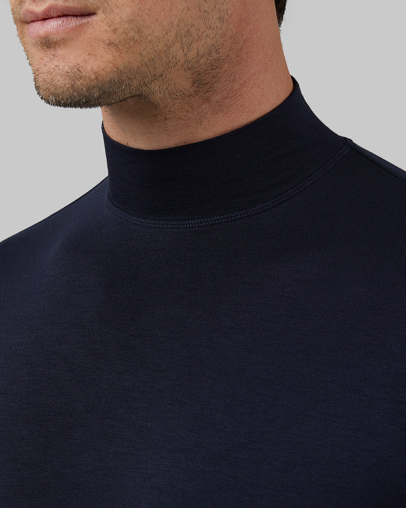 32 Degrees Stormy Night _ Men's Lightweight Baselayer Mock Top {model: Bobby is 6'1", wearing size M}{bottom}{right} {bottom}{right}