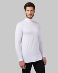 32 Degrees White _ Men's Lightweight Baselayer Mock Top {model: Ryan is 6'2", wearing size M}{bottom}{right} {bottom}{right}