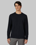 32 Degrees Black Heather _ Men's Everyday Comfort Crew Top {model: Brent is 6'1", wearing size M}{bottom}{right} {bottom}{right}