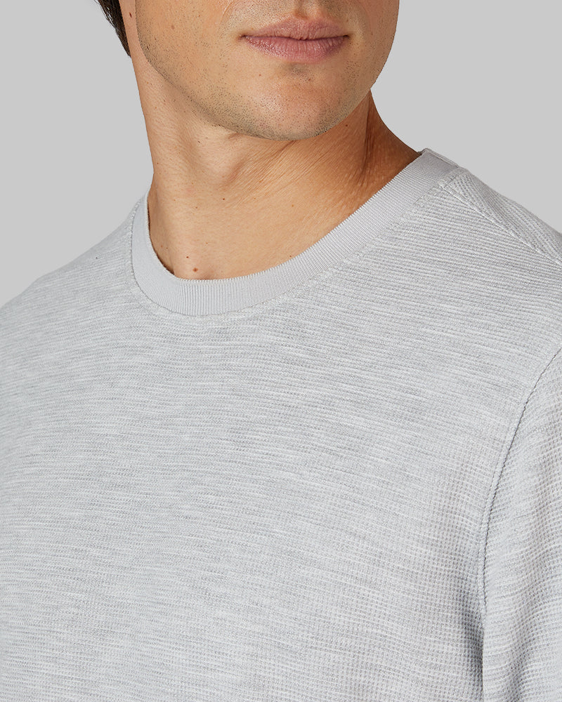 32 Degrees Grey Heather _ Men's Everyday Comfort Crew Top {model: Brent is 6'1", wearing size M}{bottom}{right} {bottom}{right}