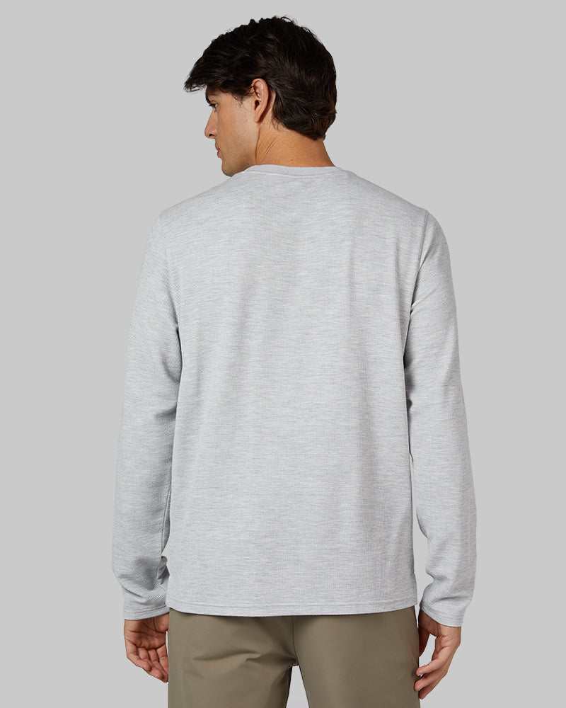 32 Degrees Grey Heather _ Men's Everyday Comfort Crew Top {model: Brent is 6'1", wearing size M}{bottom}{right} {bottom}{right}