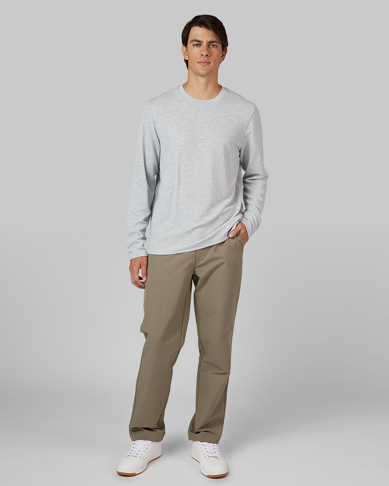 32 Degrees Grey Heather _ Men's Everyday Comfort Crew Top {model: Brent is 6'1", wearing size M}{bottom}{right} {bottom}{right}