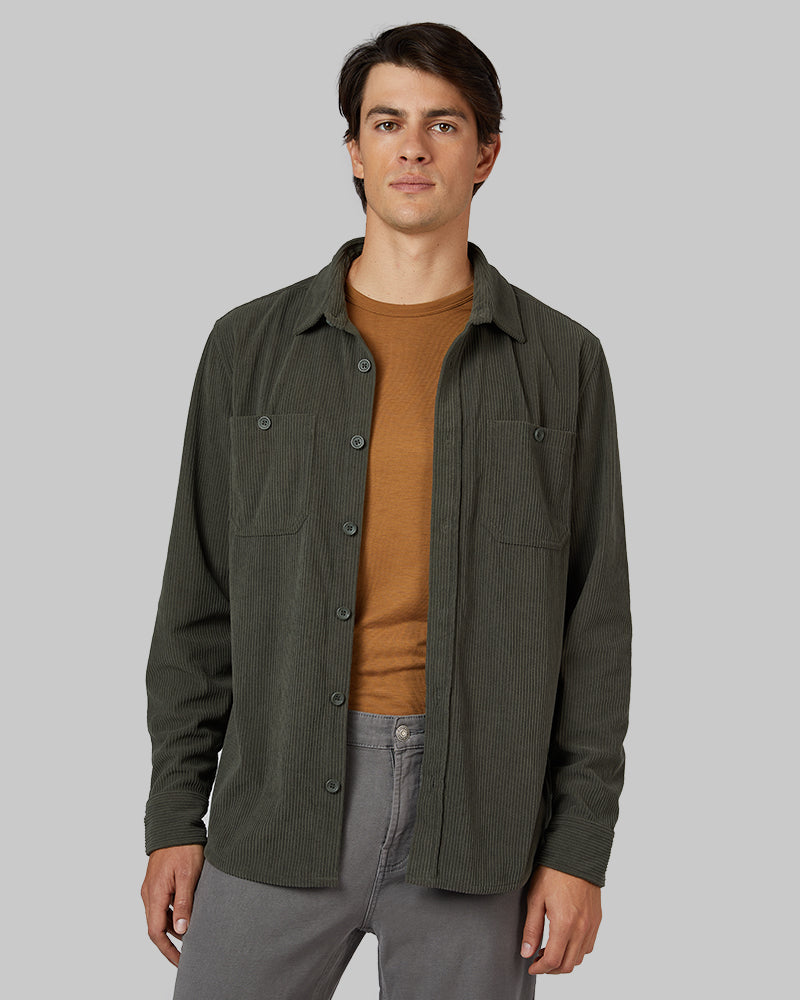 32 Degrees Chimera _ Men's Corduroy shirt Jacket {model: Brent is 6'1", wearing size M}{bottom}{right} {bottom}{right}