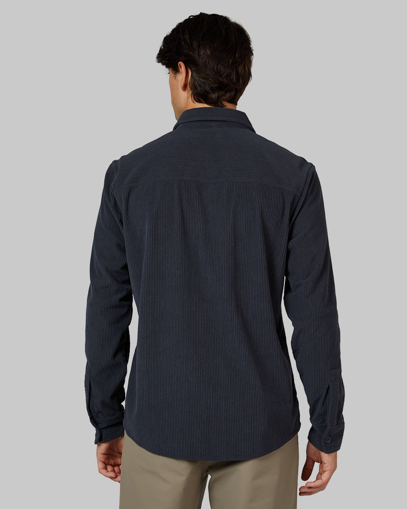 32 Degrees Smoke _ Men's Corduroy shirt Jacket {model: Brent is 6'1", wearing size M}{bottom}{right} {bottom}{right}